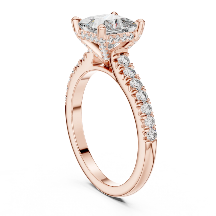 Princess Hidden Halo Diamond Engagement Ring