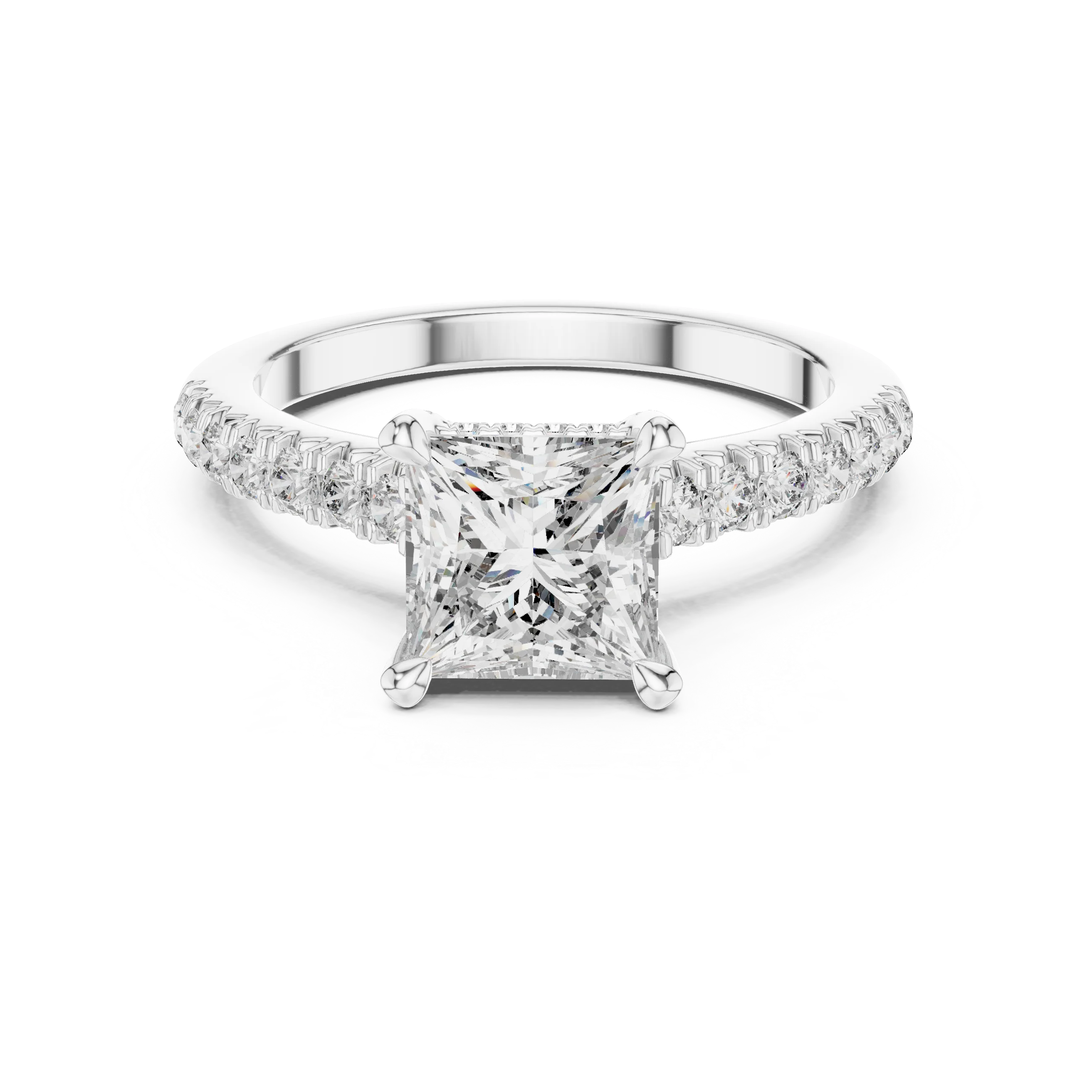 Princess Hidden Halo Diamond Engagement Ring