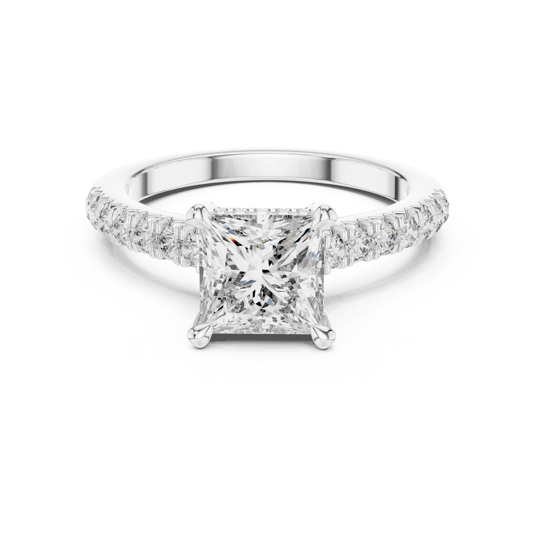 Princess Hidden Halo Diamond Engagement Ring