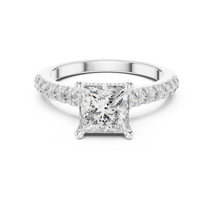 Princess Hidden Halo Diamond Engagement Ring