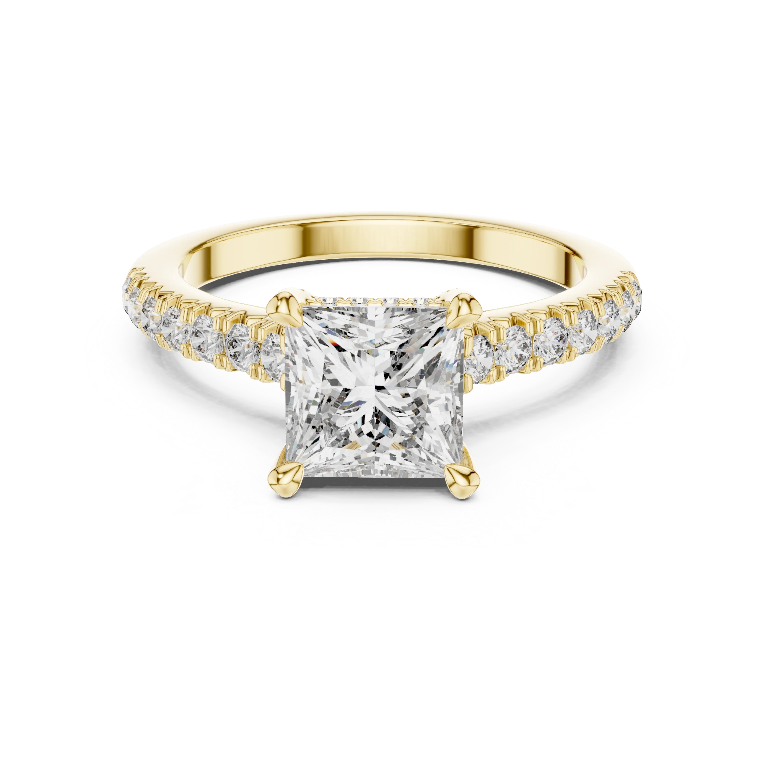 Princess Hidden Halo Diamond Engagement Ring