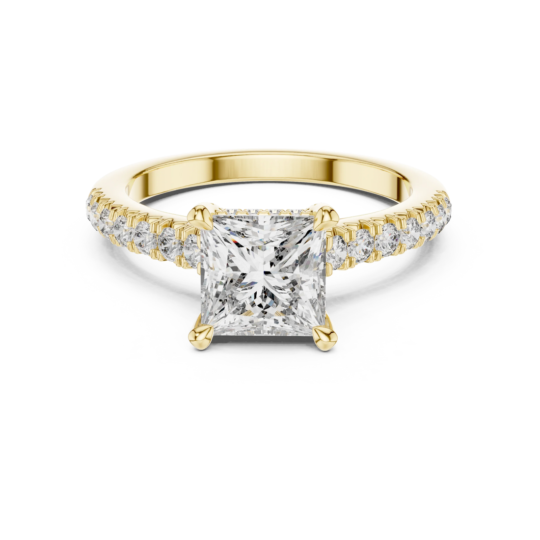 Princess Hidden Halo Diamond Engagement Ring