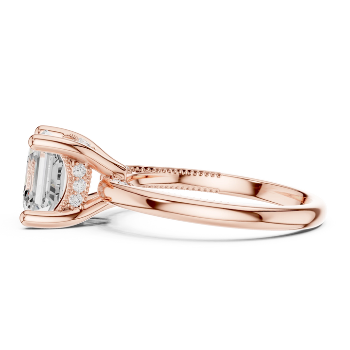 Hidden Halo Asscher Cut Diamond Engagement Ring