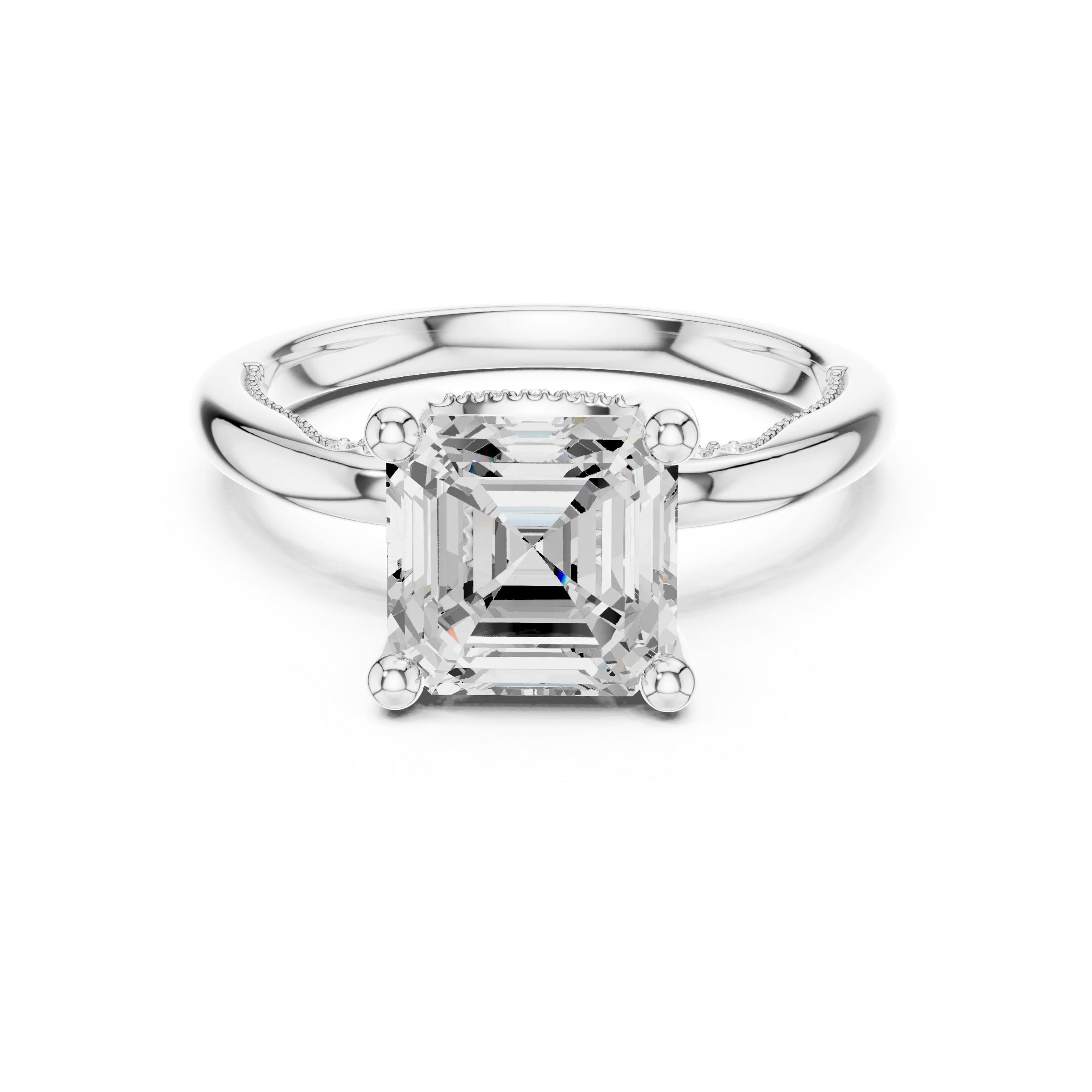 Hidden Halo Asscher Cut Diamond Engagement Ring