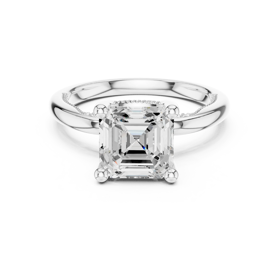 Hidden Halo Asscher Cut Diamond Engagement Ring