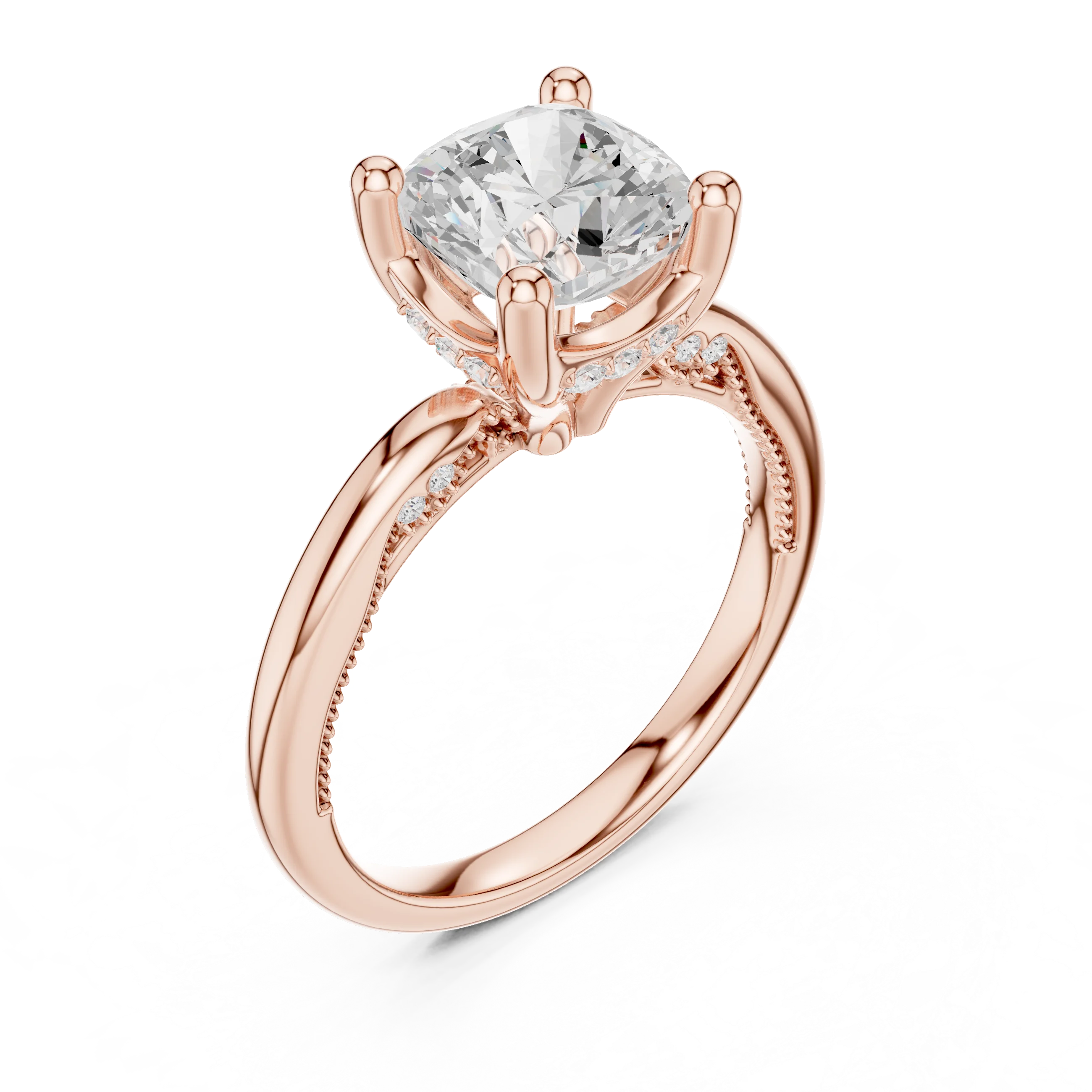 Hidden Halo Cushion Cut Diamond Engagement Ring