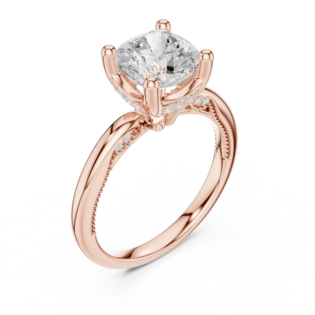 Hidden Halo Cushion Cut Diamond Engagement Ring