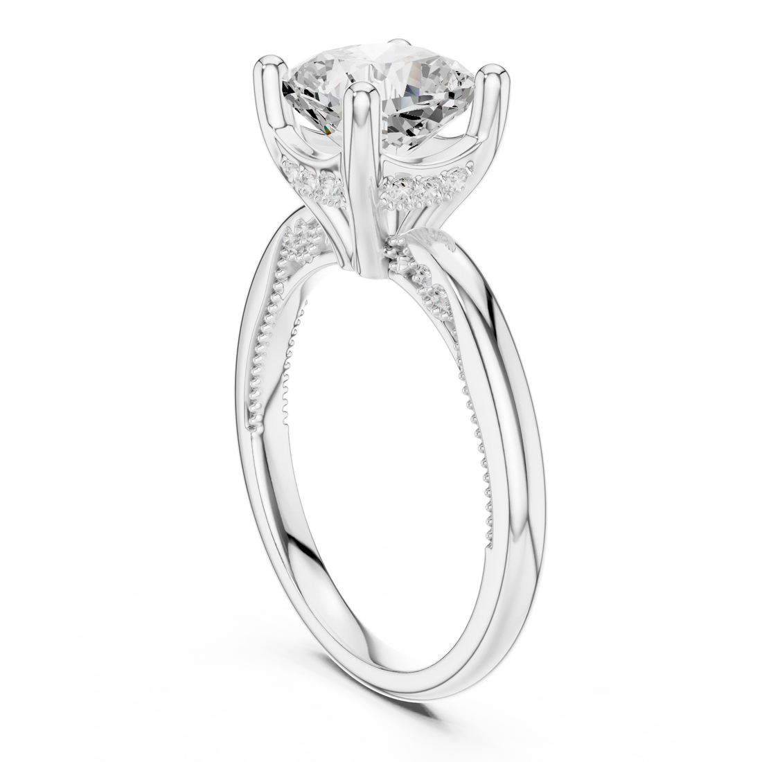 Hidden Halo Cushion Cut Diamond Engagement Ring