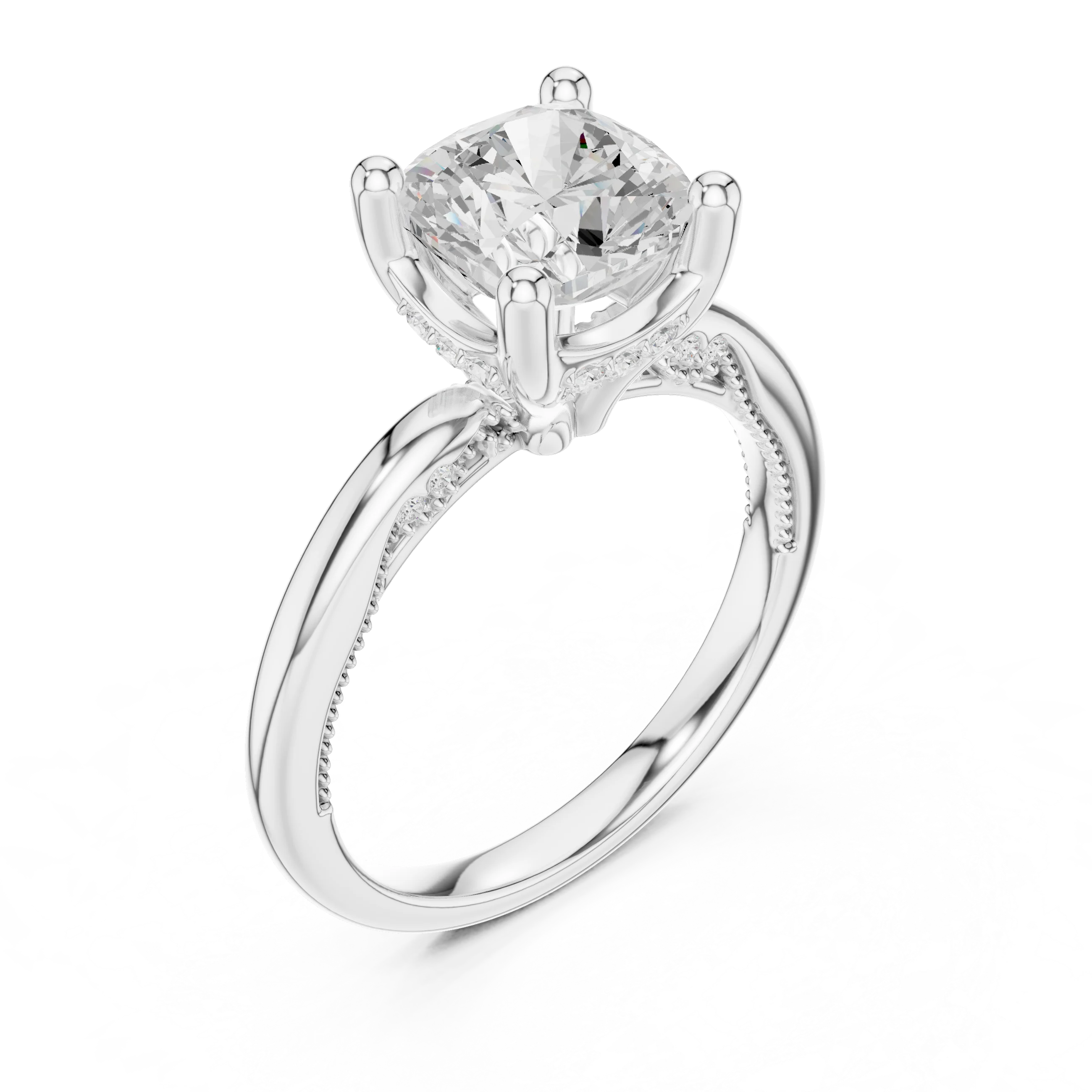 Hidden Halo Cushion Cut Diamond Engagement Ring