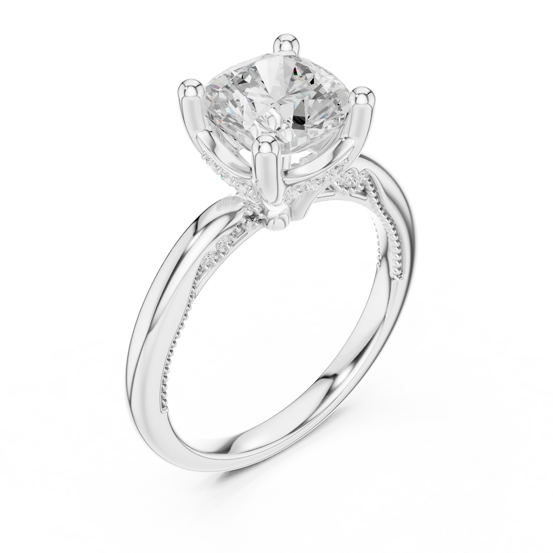 Hidden Halo Cushion Cut Diamond Engagement Ring