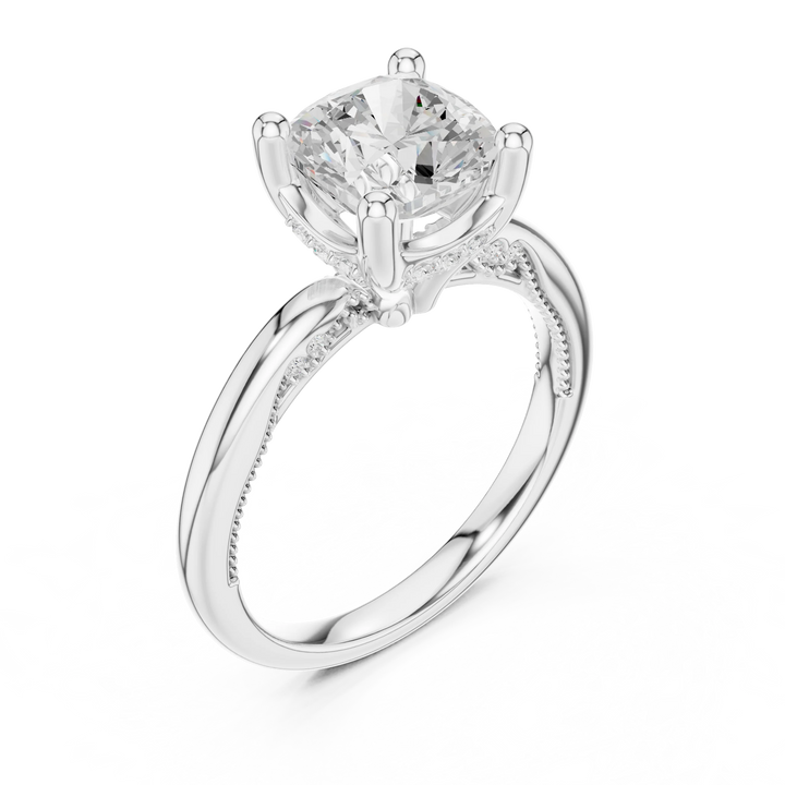 Hidden Halo Cushion Cut Diamond Engagement Ring