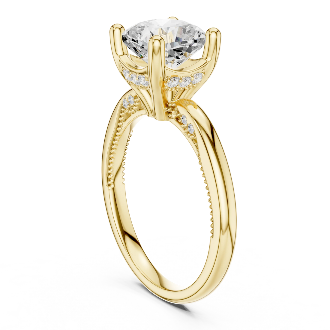 Hidden Halo Cushion Cut Diamond Engagement Ring