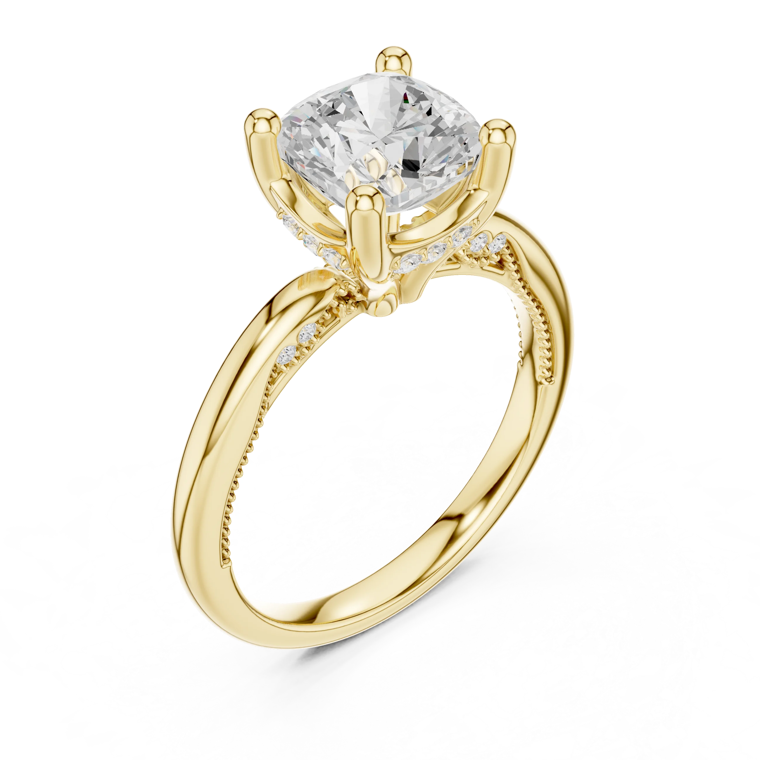 Hidden Halo Cushion Cut Diamond Engagement Ring