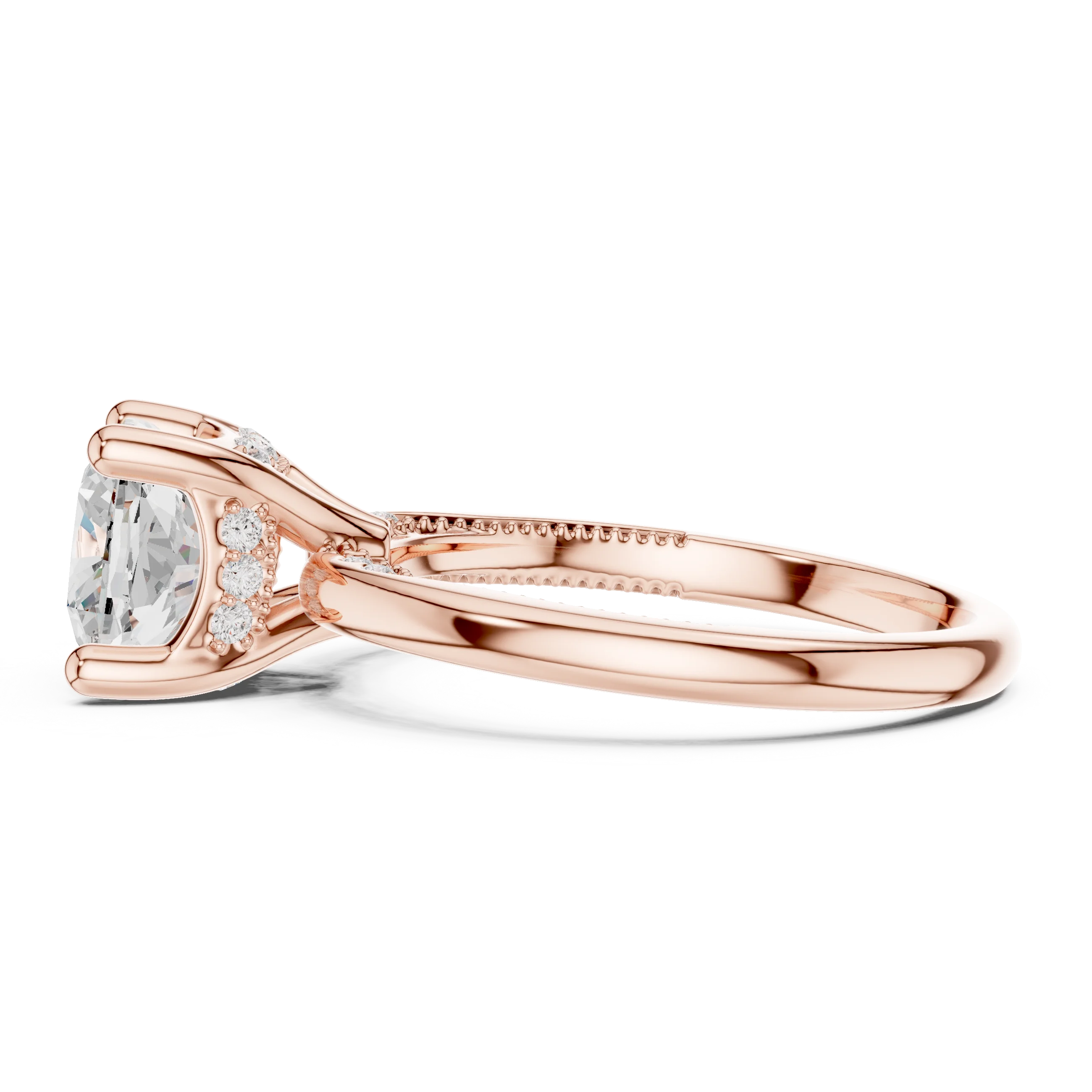 Hidden Halo Cushion Cut Diamond Engagement Ring