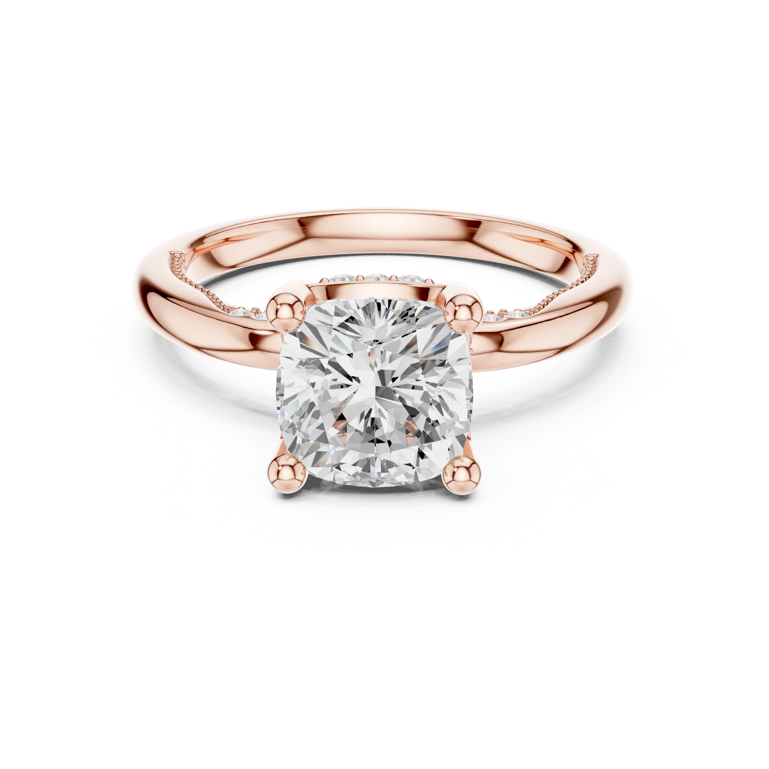 Hidden Halo Cushion Cut Diamond Engagement Ring