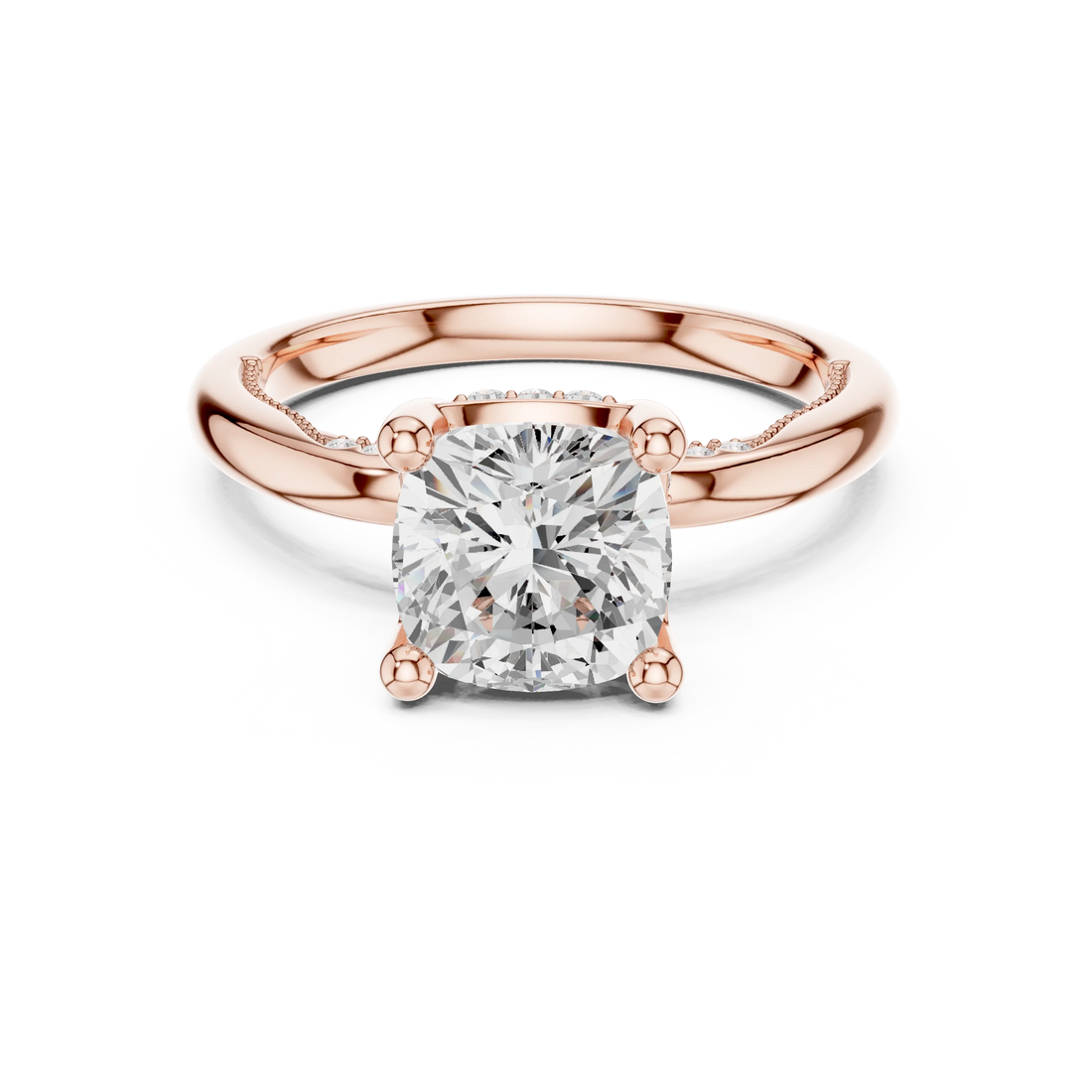 Hidden Halo Cushion Cut Diamond Engagement Ring