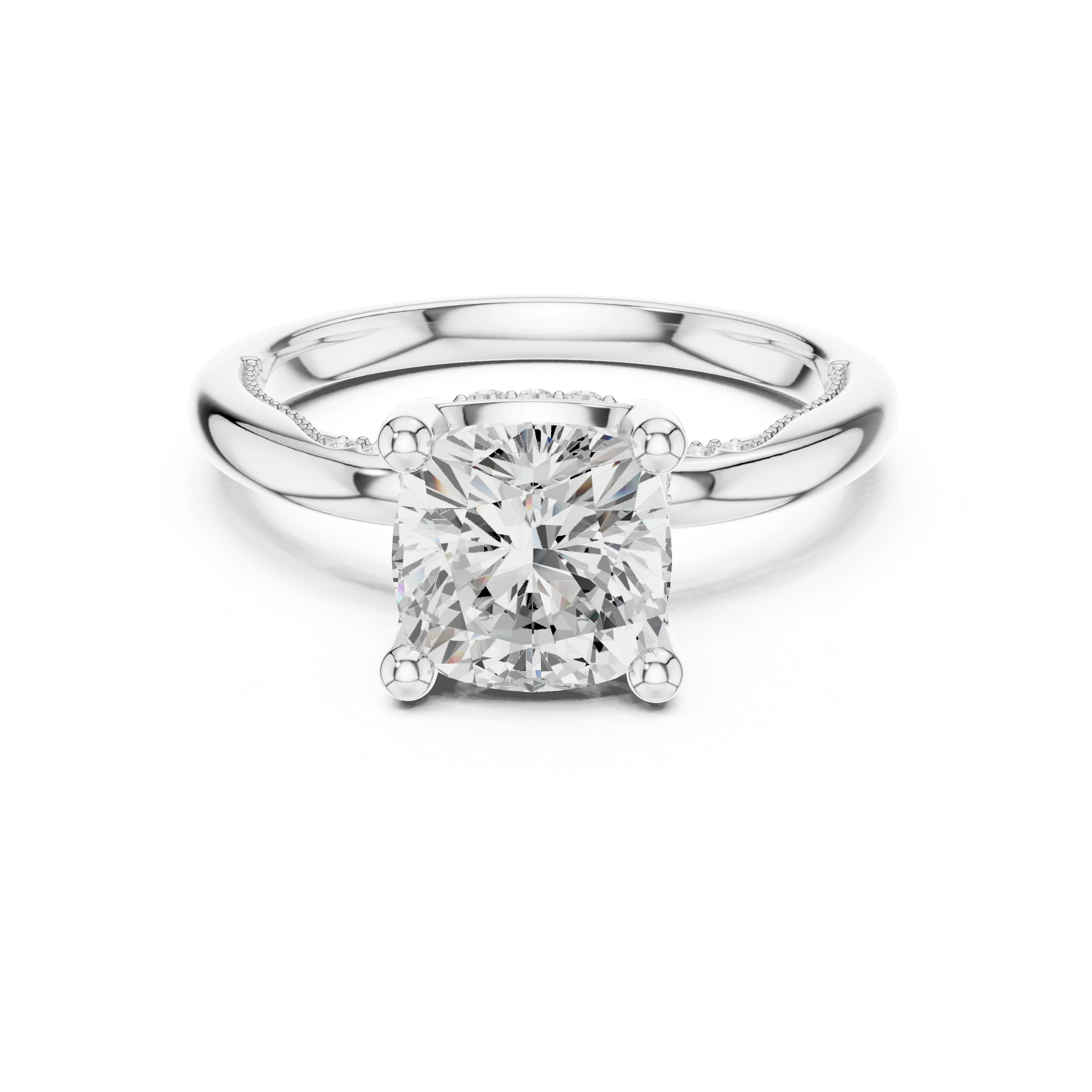 Hidden Halo Cushion Cut Diamond Engagement Ring