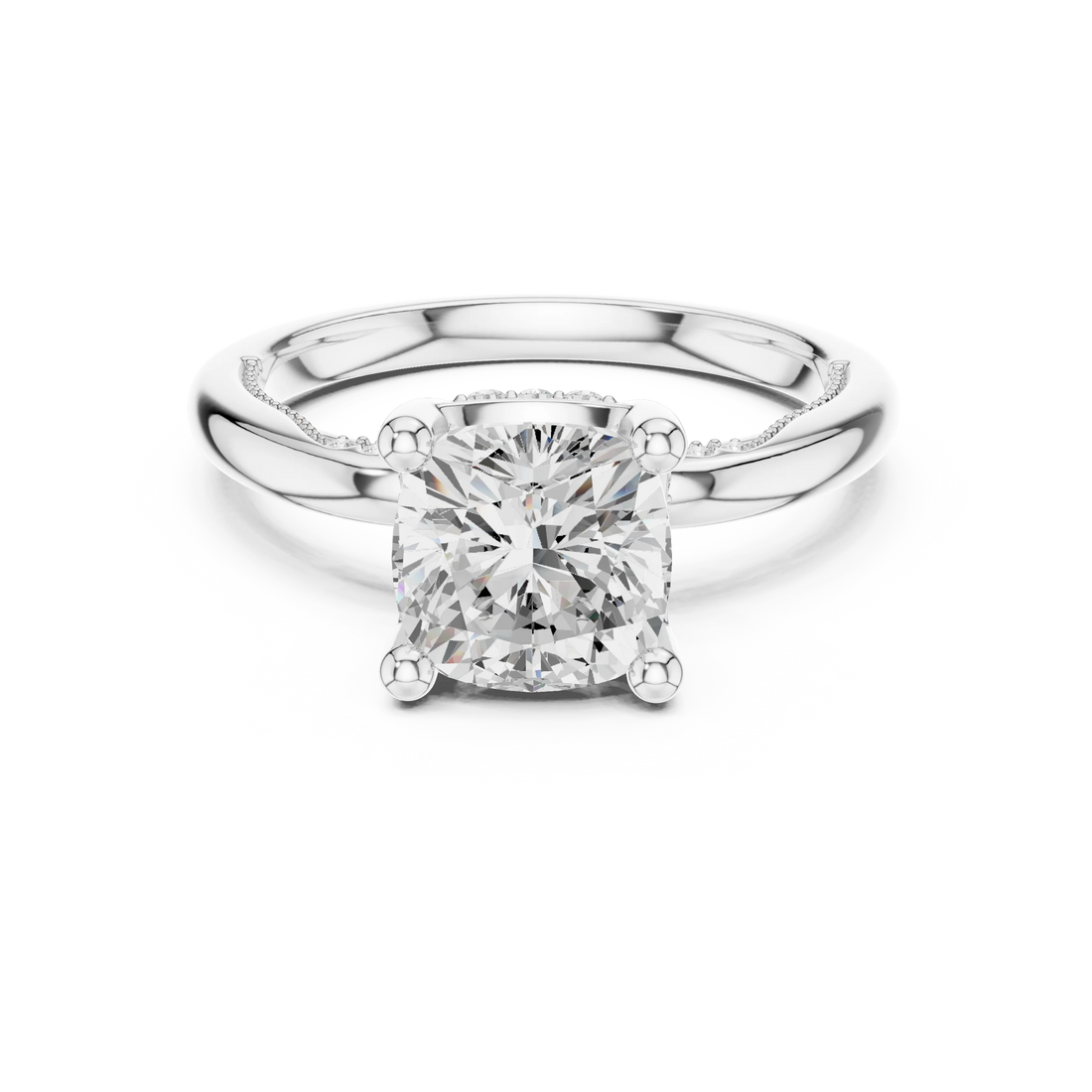 Hidden Halo Cushion Cut Diamond Engagement Ring