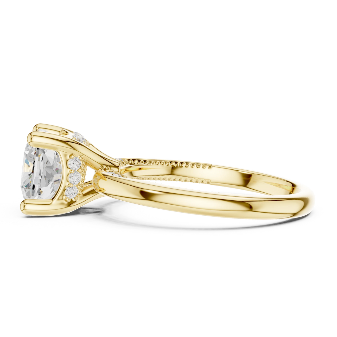Hidden Halo Cushion Cut Diamond Engagement Ring