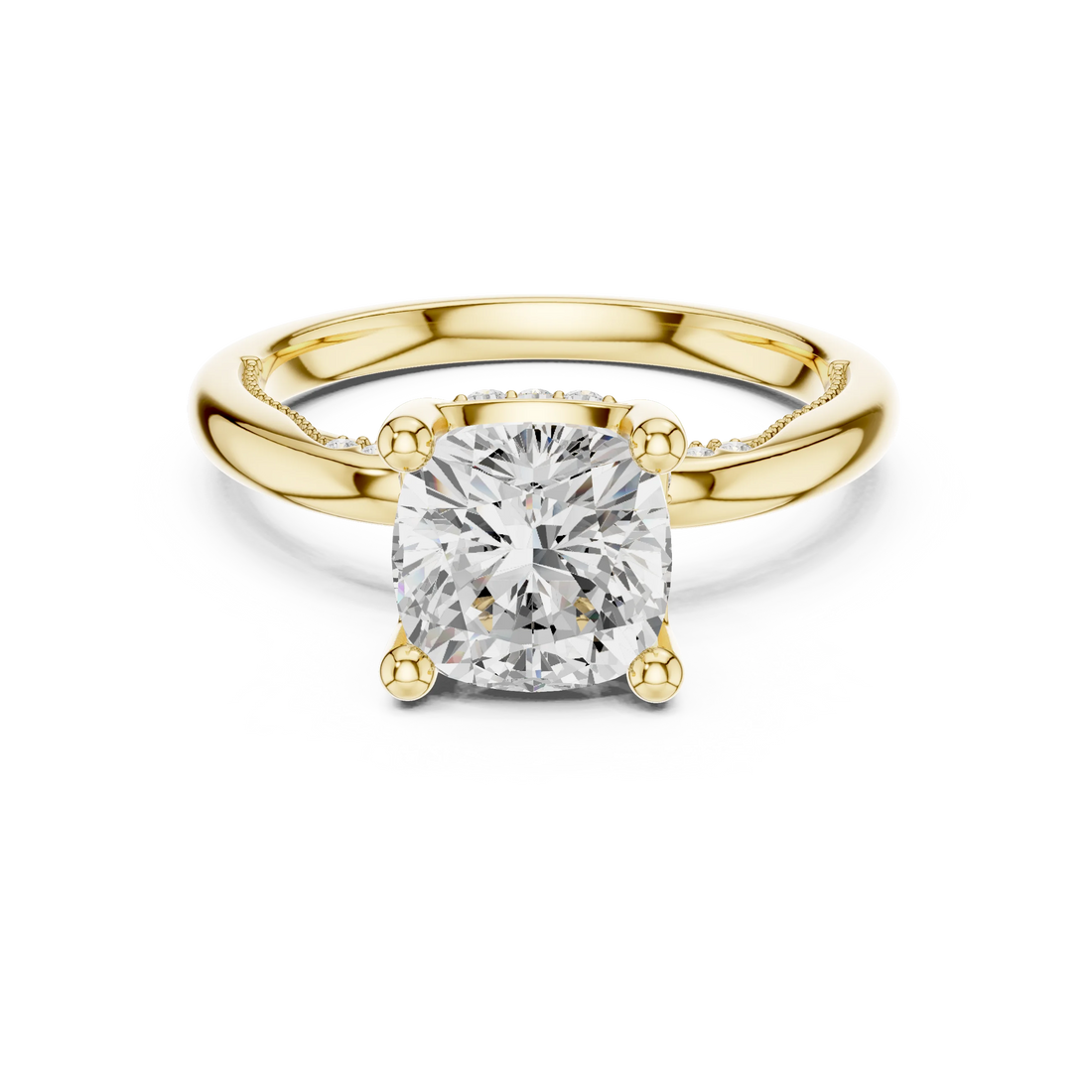 Hidden Halo Cushion Cut Diamond Engagement Ring