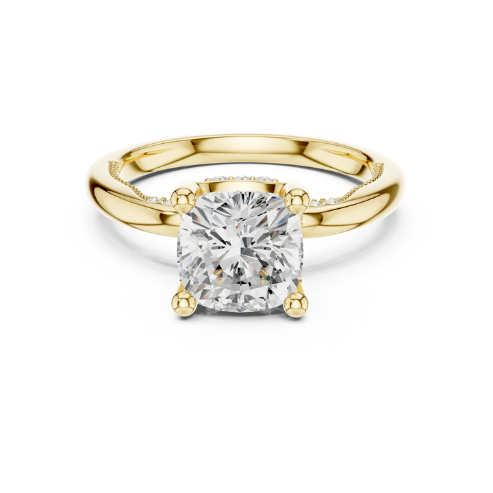 Hidden Halo Cushion Cut Diamond Engagement Ring
