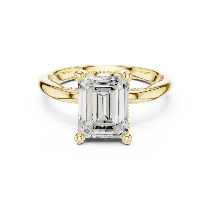 Hidden Halo Emerald Cut Diamond Engagement Ring