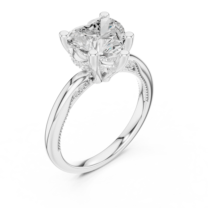 Hidden Halo Heart Cut Diamond Engagement Ring