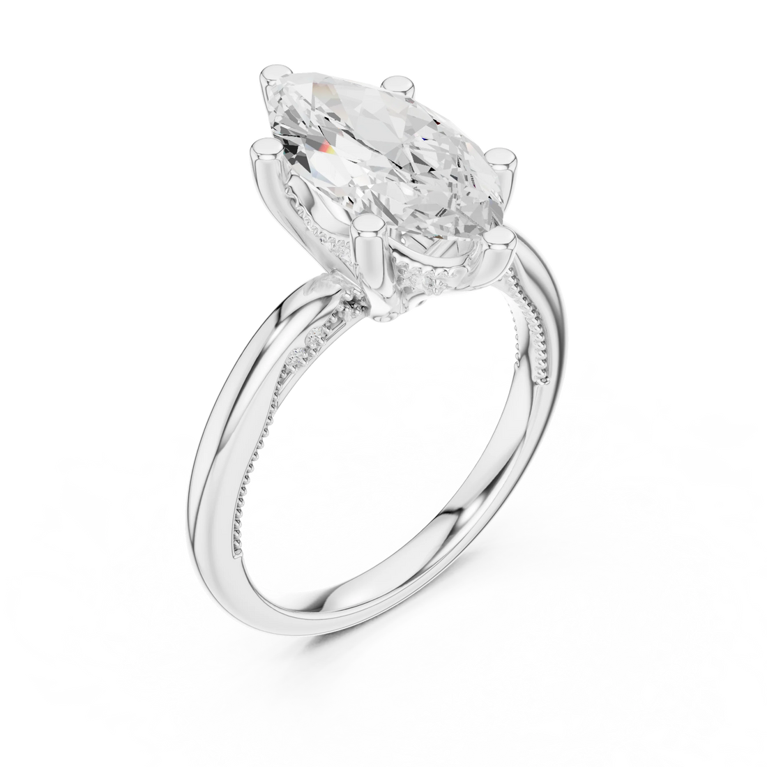 Hidden Halo Marquise Cut Diamond Engagement Ring