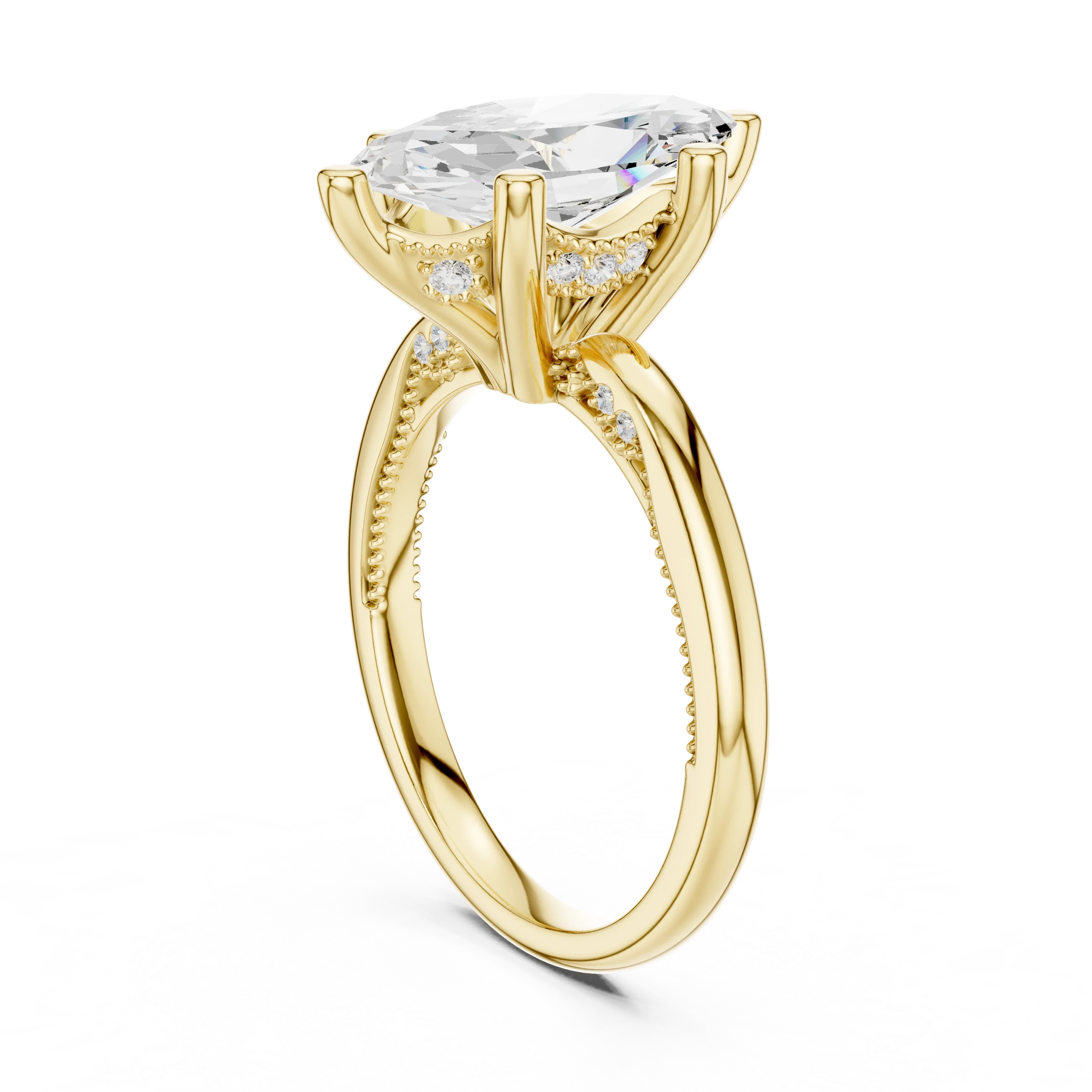 Hidden Halo Marquise Cut Diamond Engagement Ring