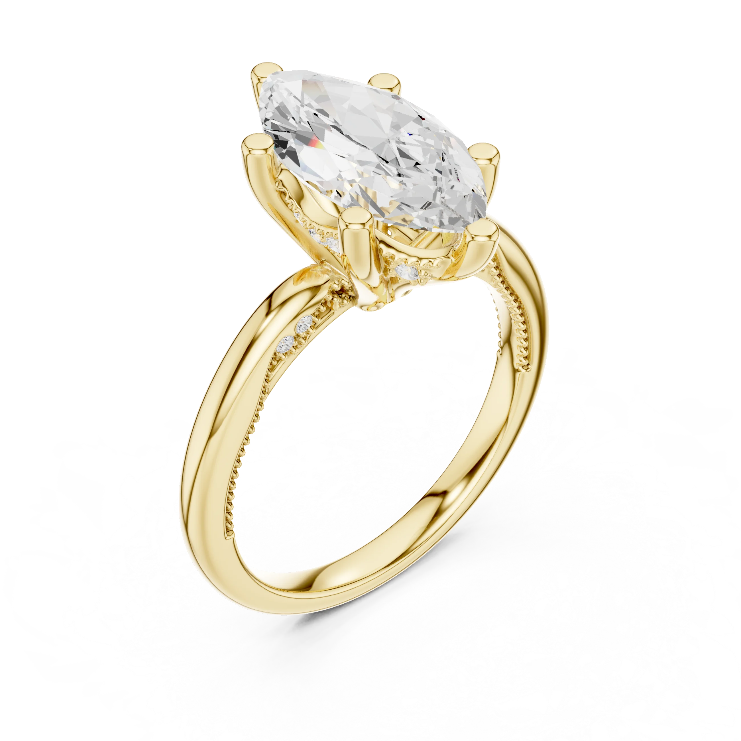 Hidden Halo Marquise Cut Diamond Engagement Ring
