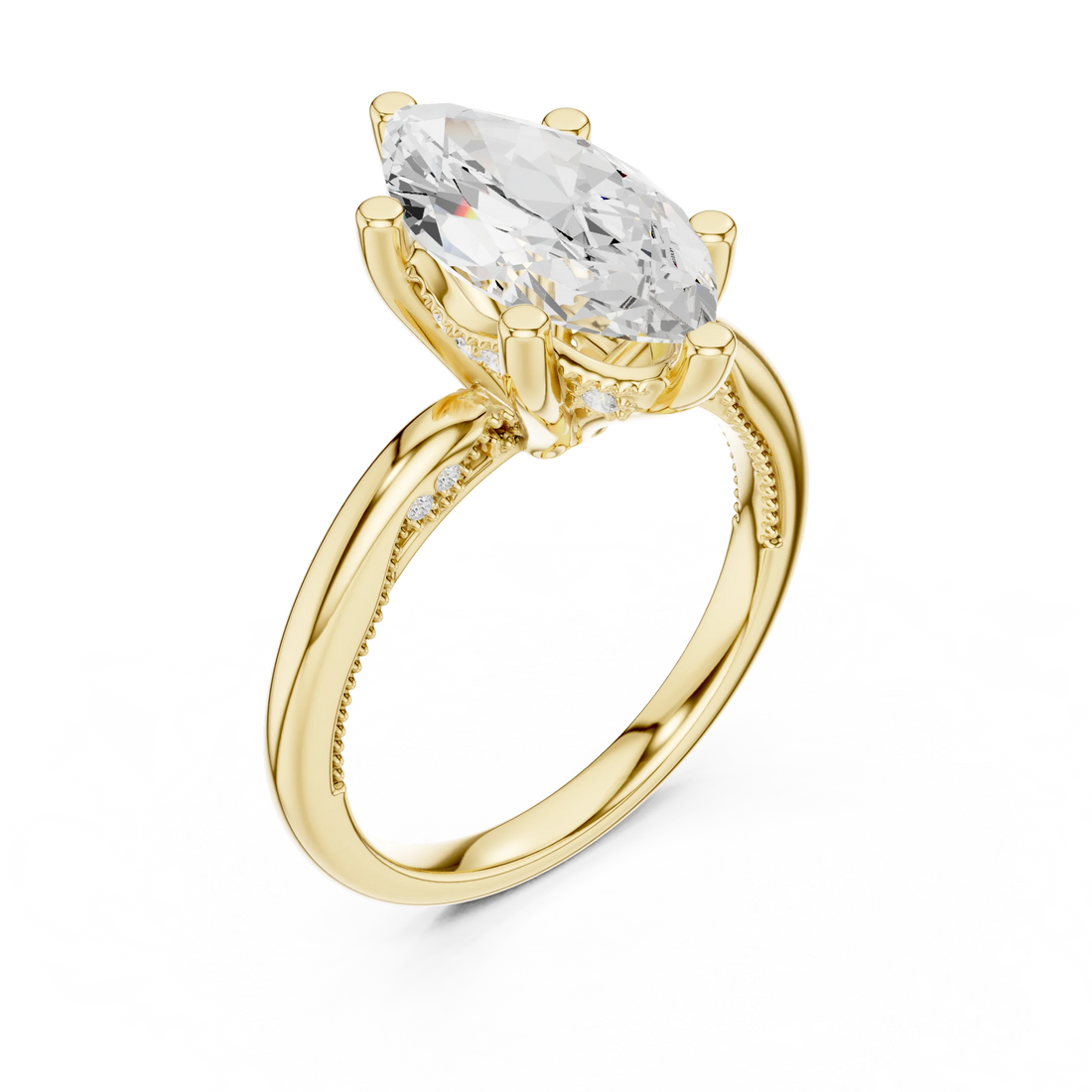 Hidden Halo Marquise Cut Diamond Engagement Ring