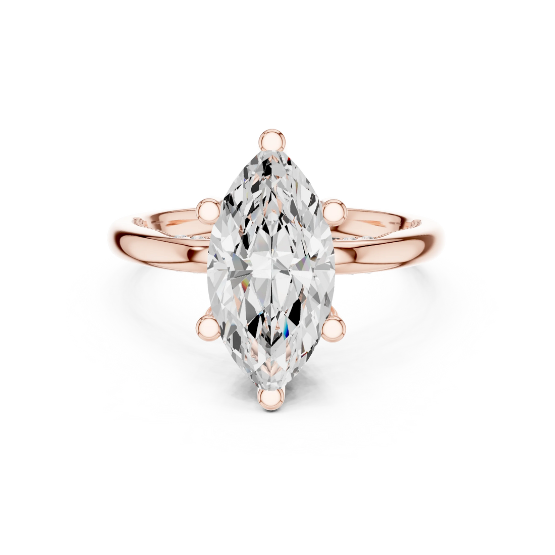 Hidden Halo Marquise Cut Diamond Engagement Ring