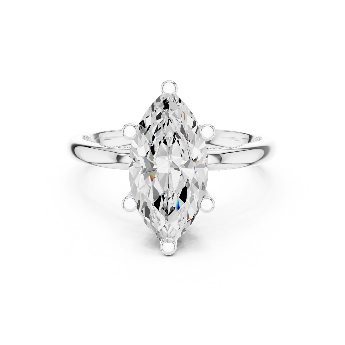 Hidden Halo Marquise Cut Diamond Engagement Ring