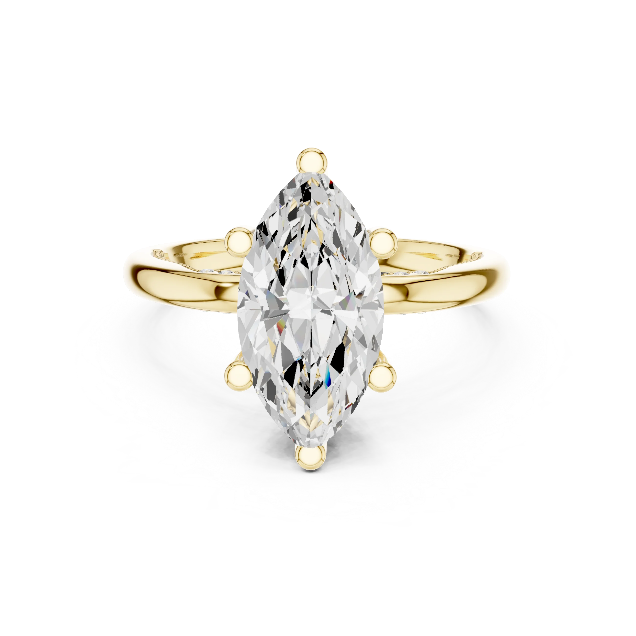 Hidden Halo Marquise Cut Diamond Engagement Ring
