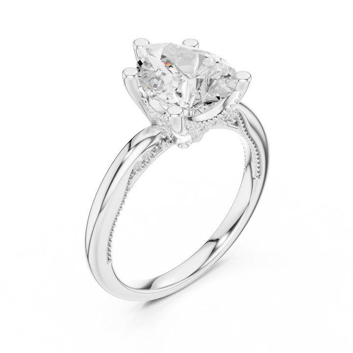 Hidden Halo Pear Cut Diamond Engagement Ring