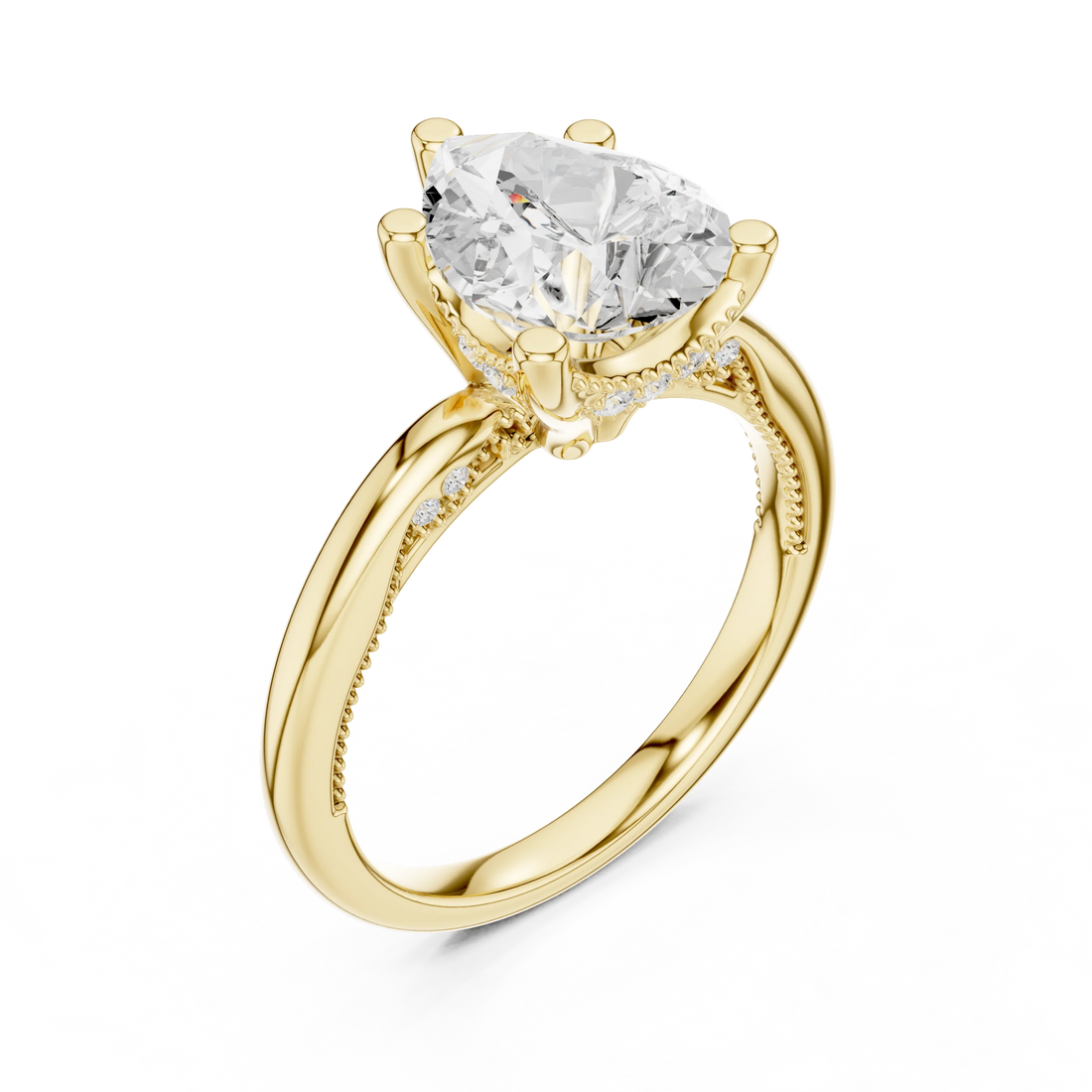 Hidden Halo Pear Cut Diamond Engagement Ring