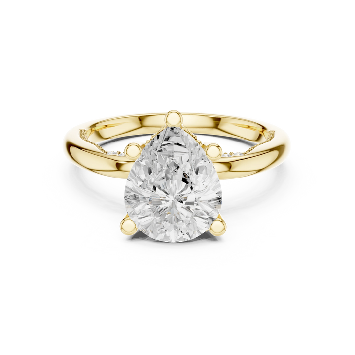 Hidden Halo Pear Cut Diamond Engagement Ring