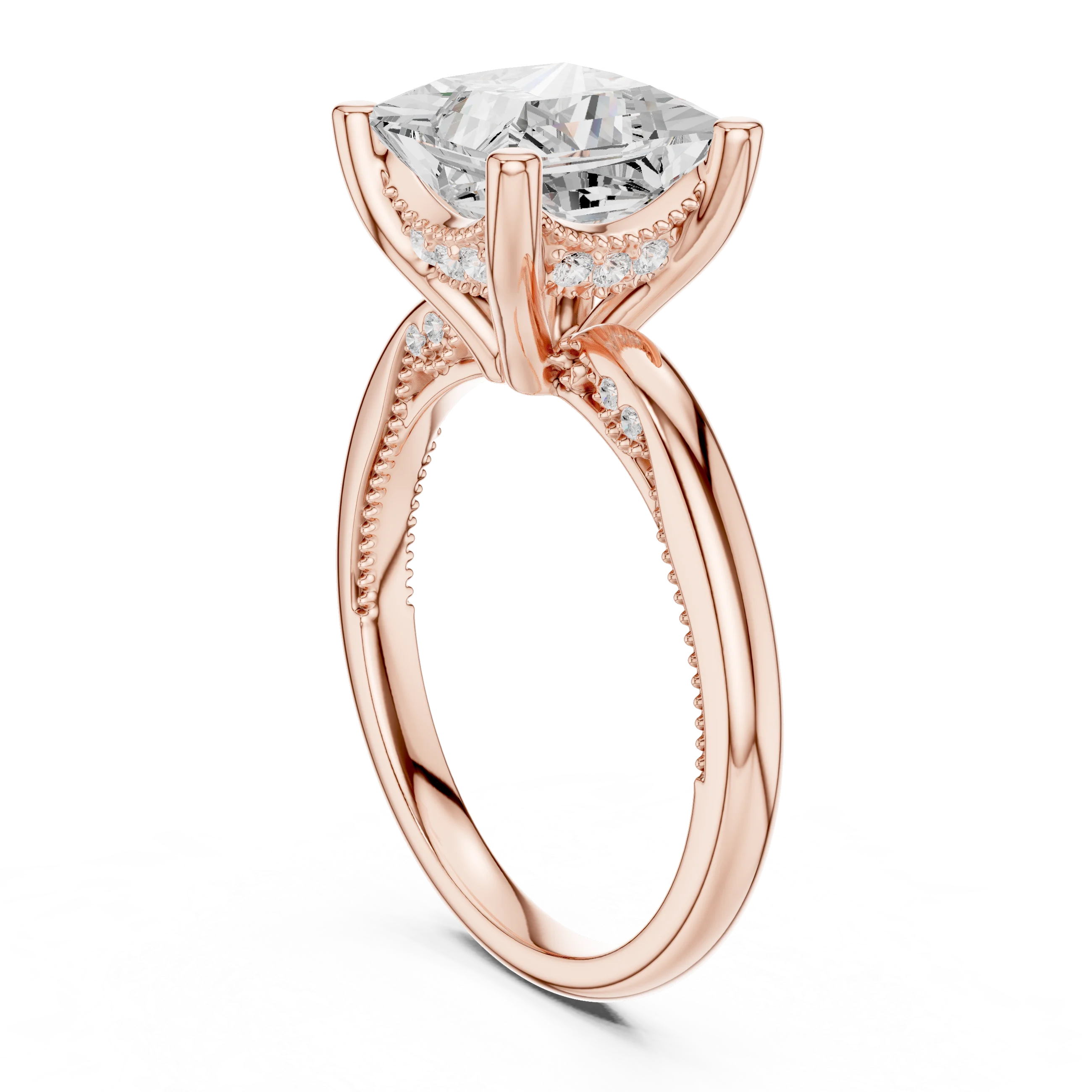 Hidden Halo Princess Cut Diamond Engagement Ring