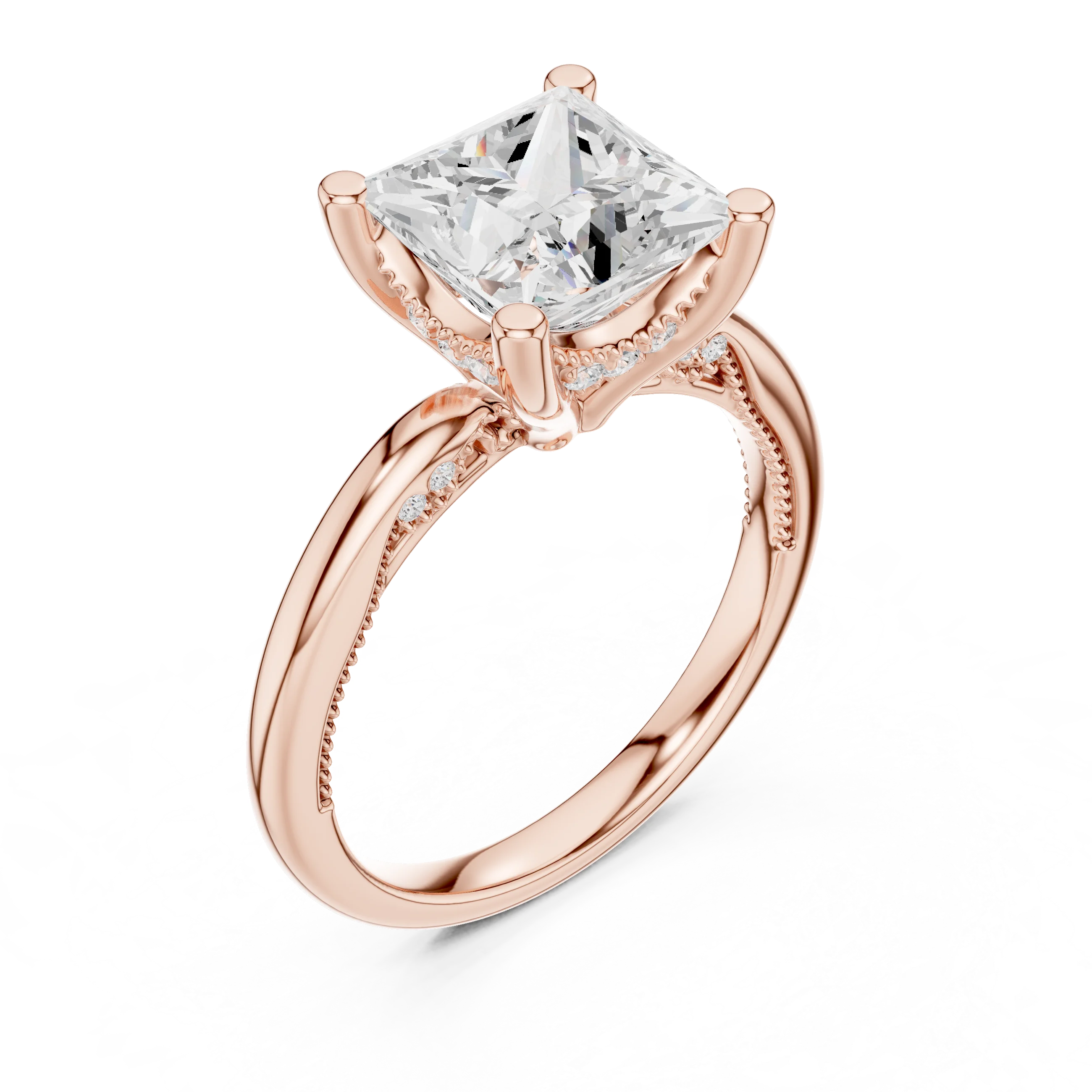 Hidden Halo Princess Cut Diamond Engagement Ring