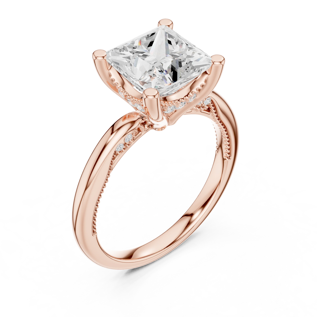 Hidden Halo Princess Cut Diamond Engagement Ring