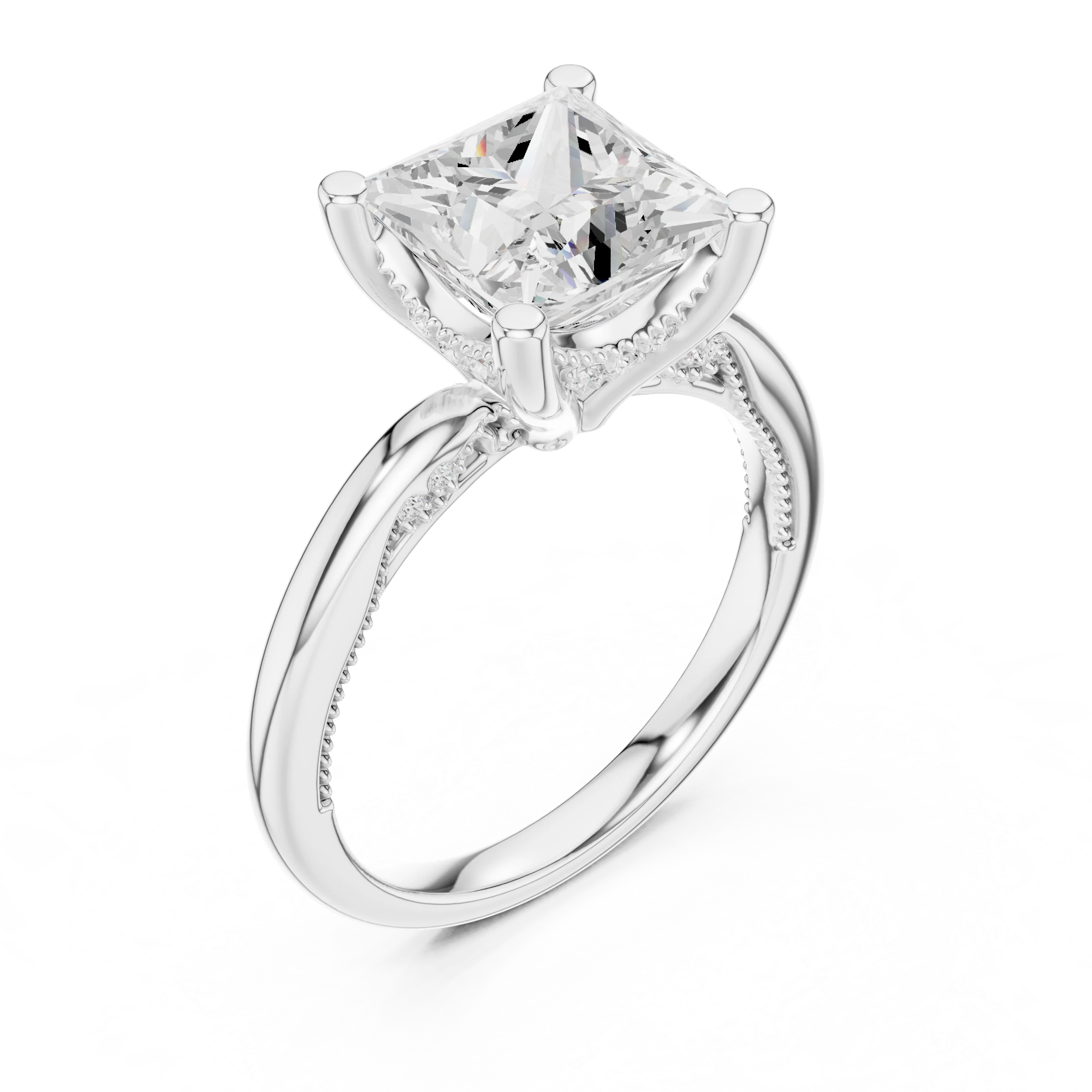 Hidden Halo Princess Cut Diamond Engagement Ring