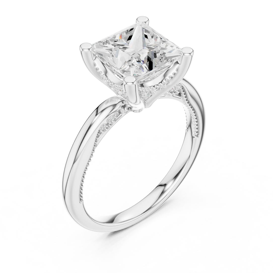 Hidden Halo Princess Cut Diamond Engagement Ring