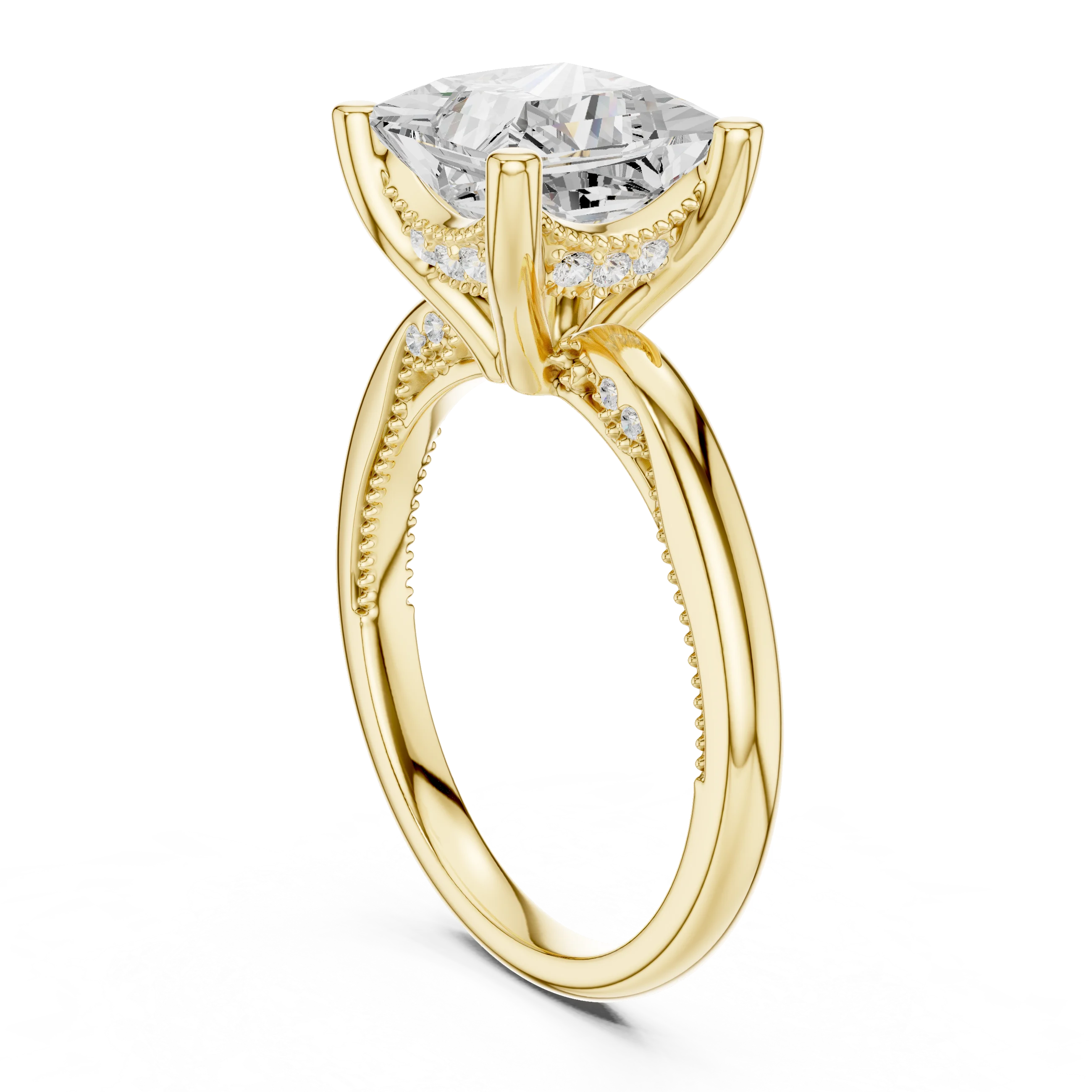 Hidden Halo Princess Cut Diamond Engagement Ring