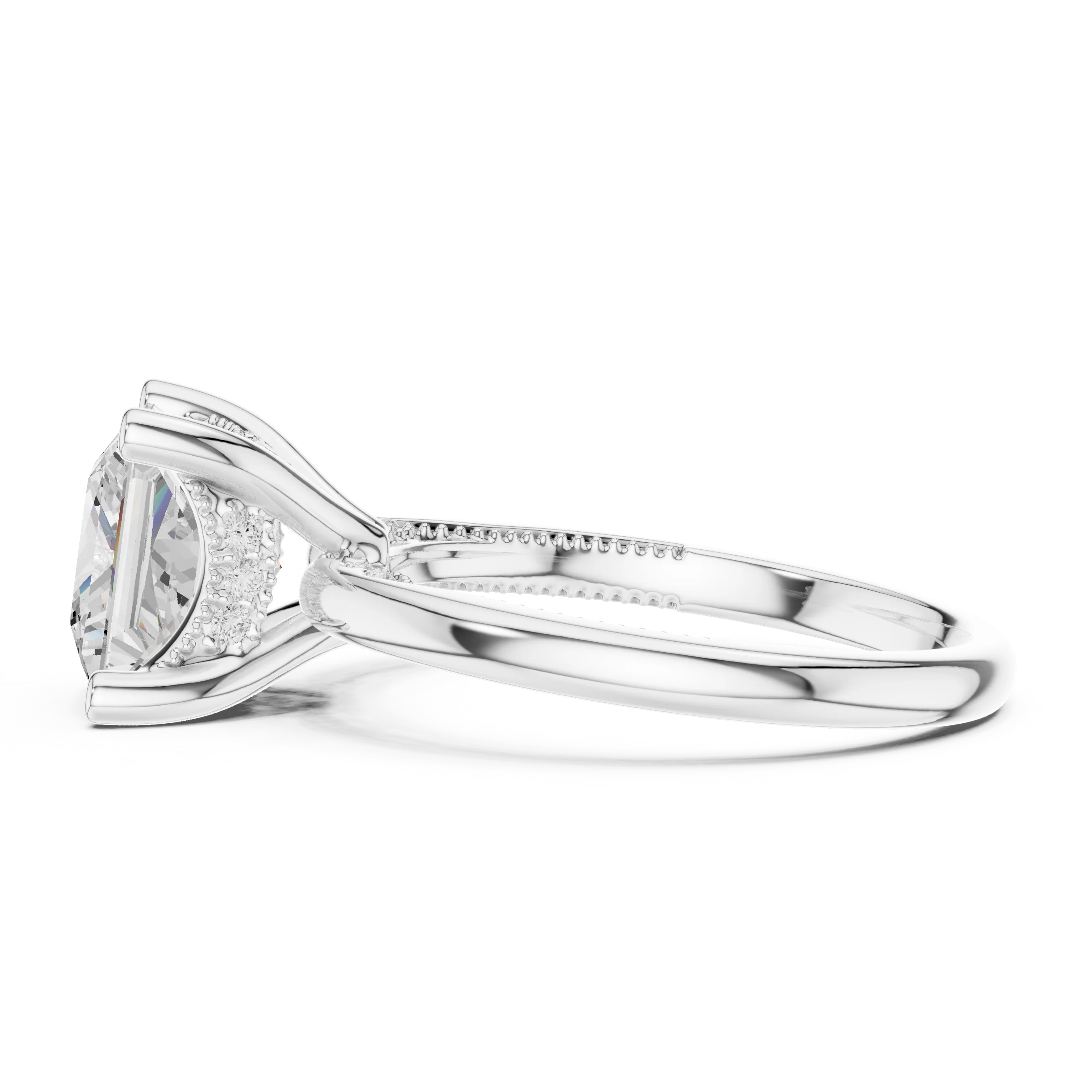 Hidden Halo Princess Cut Diamond Engagement Ring