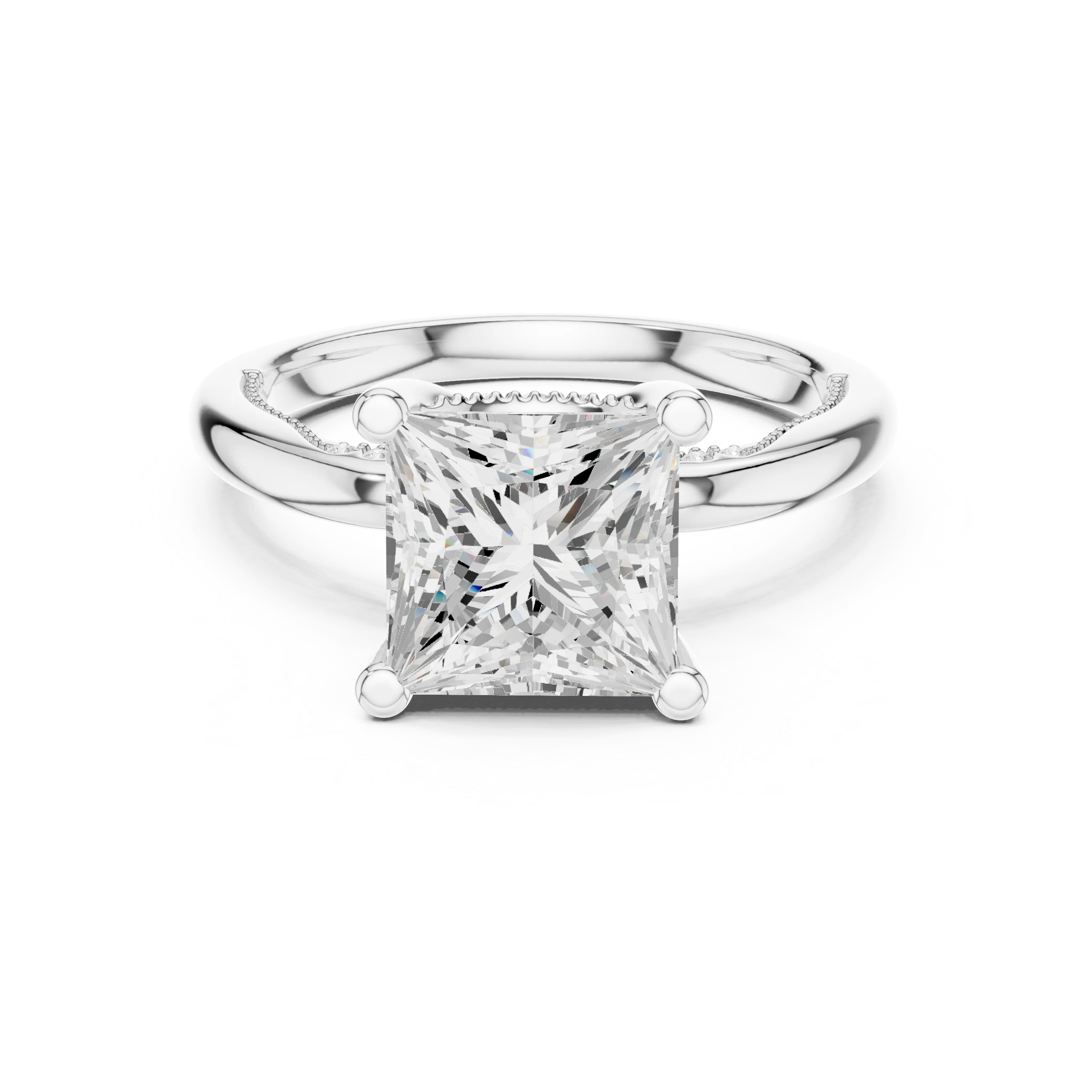 Hidden Halo Princess Cut Diamond Engagement Ring
