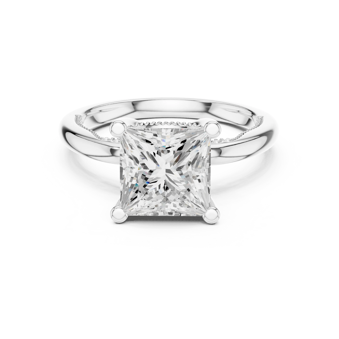 Hidden Halo Princess Cut Diamond Engagement Ring