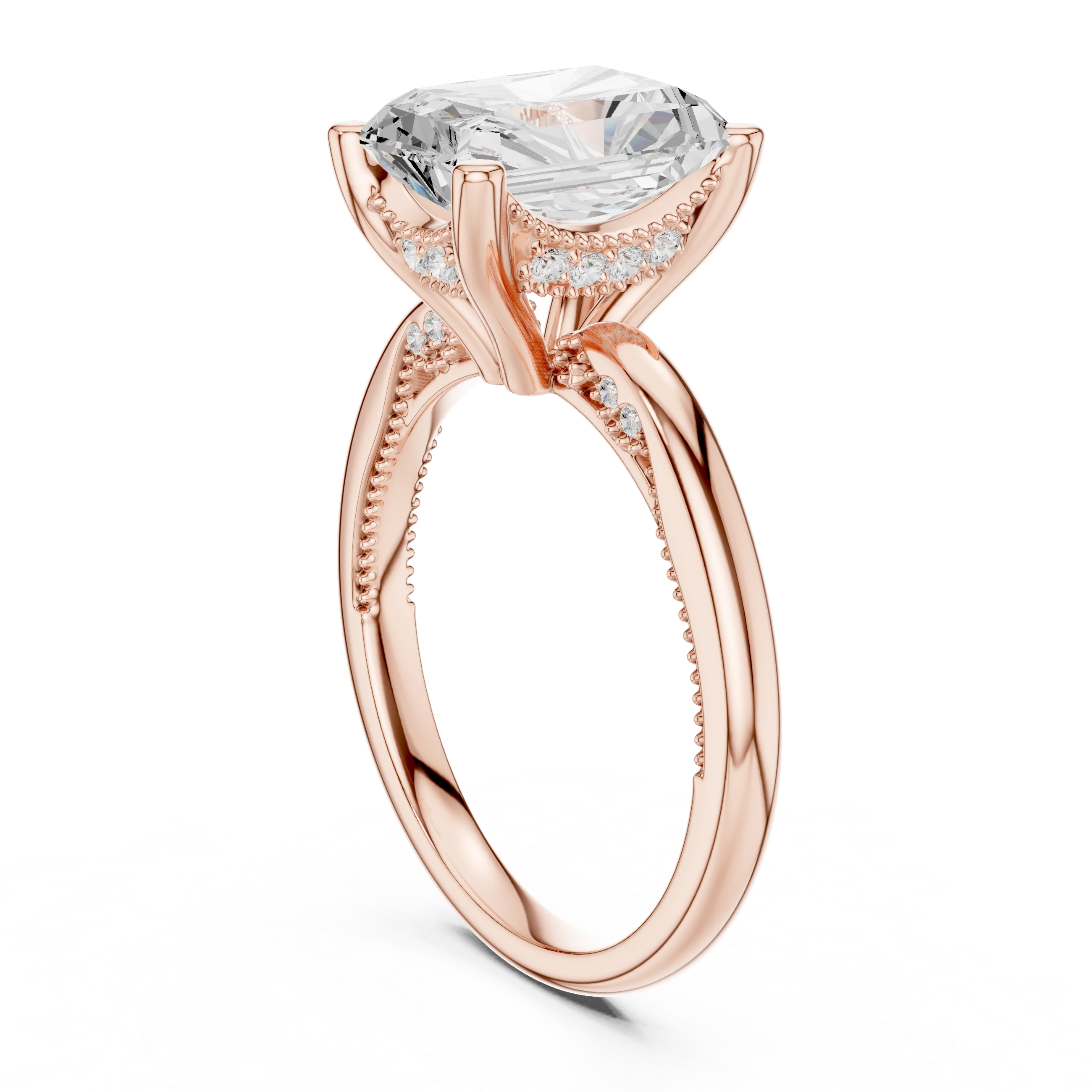 Hidden Halo Radiant Cut Diamond Engagement Ring