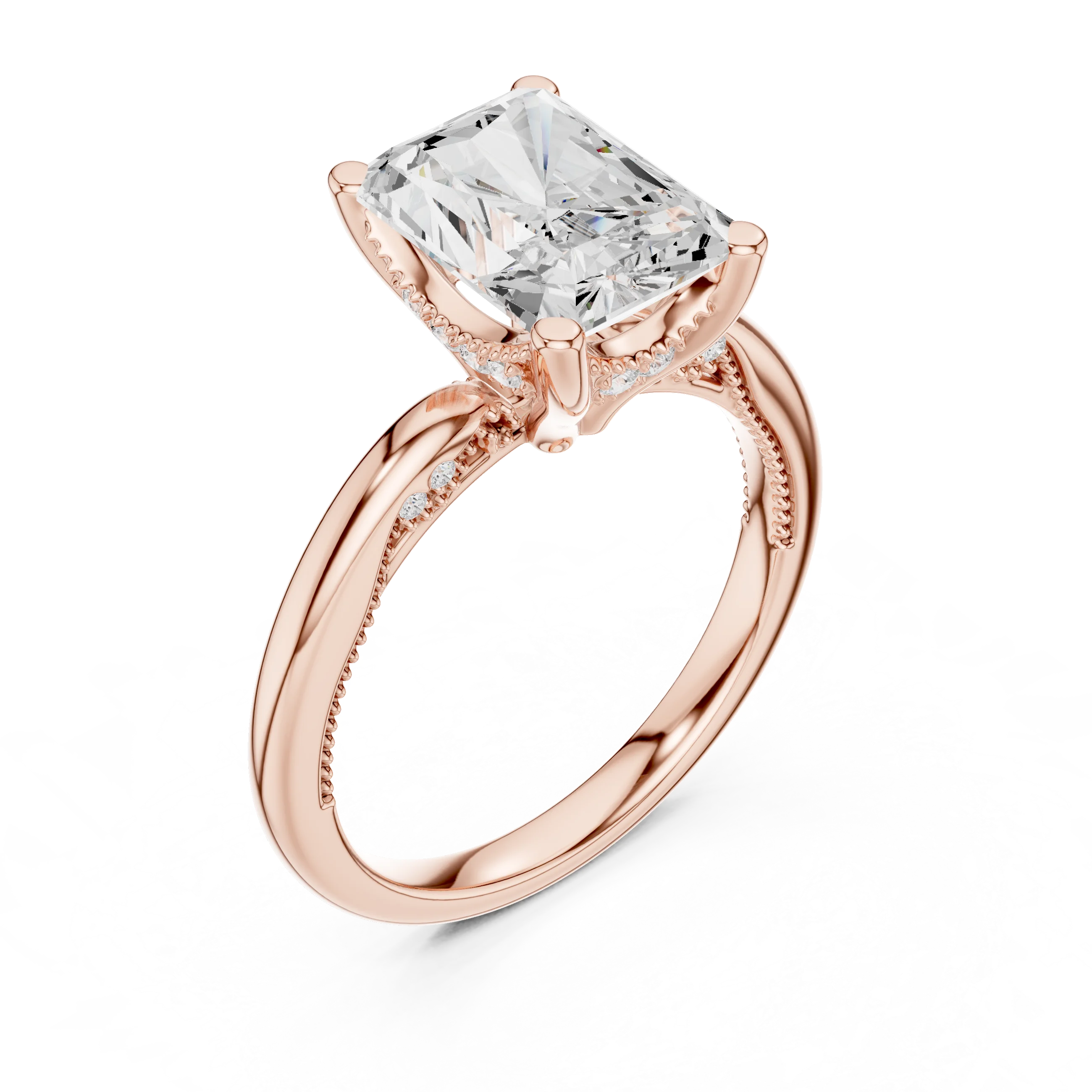 Hidden Halo Radiant Cut Diamond Engagement Ring