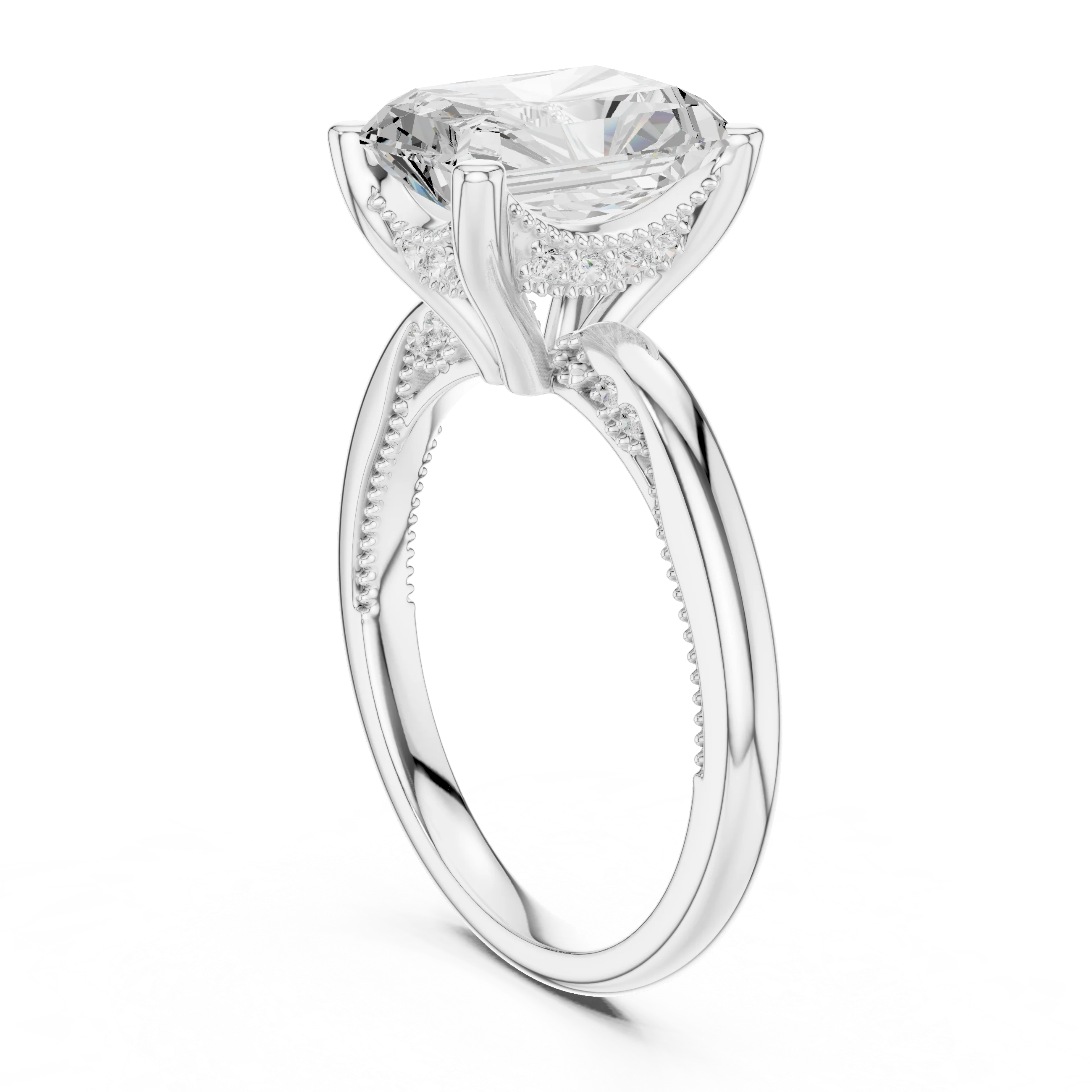 Hidden Halo Radiant Cut Diamond Engagement Ring