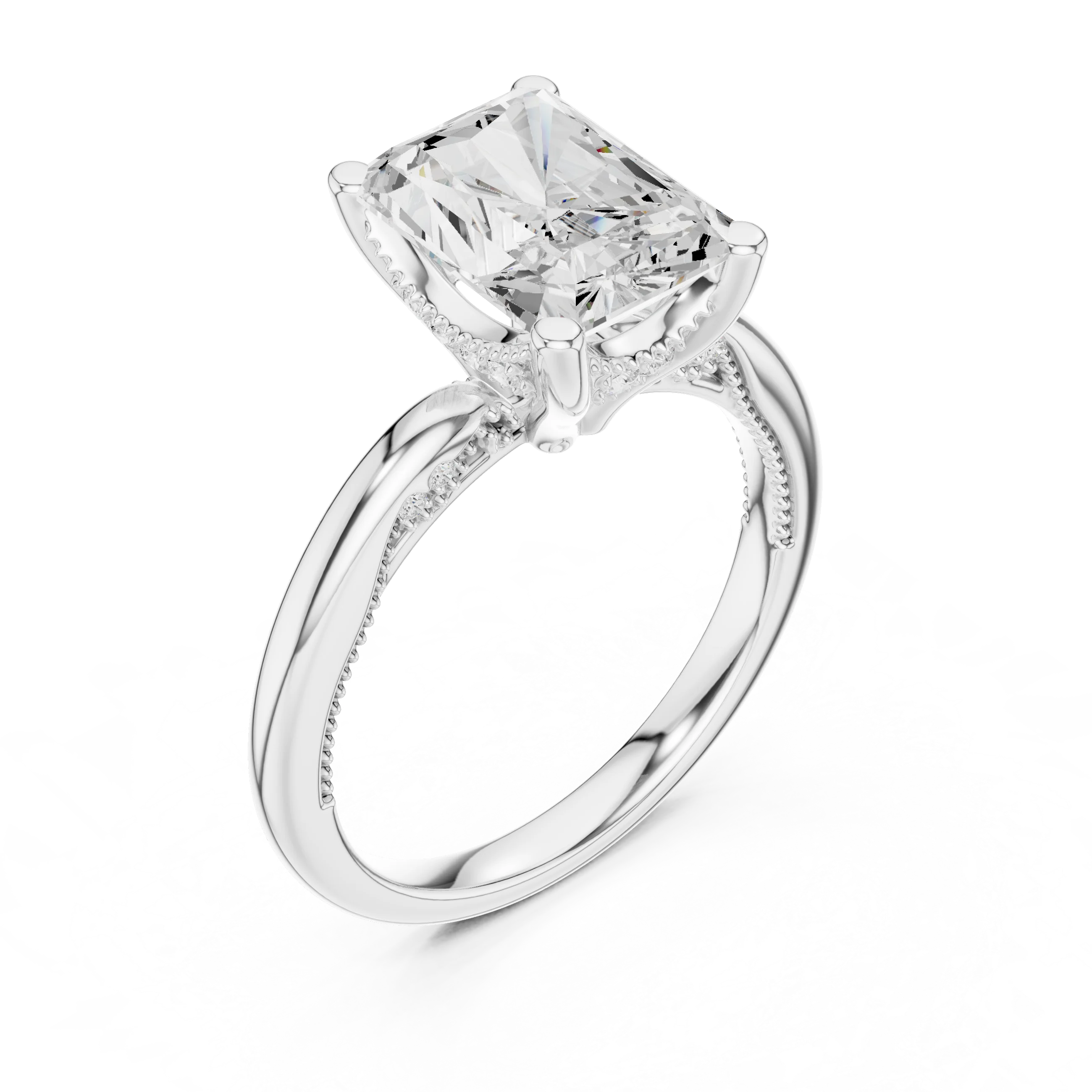 Hidden Halo Radiant Cut Diamond Engagement Ring